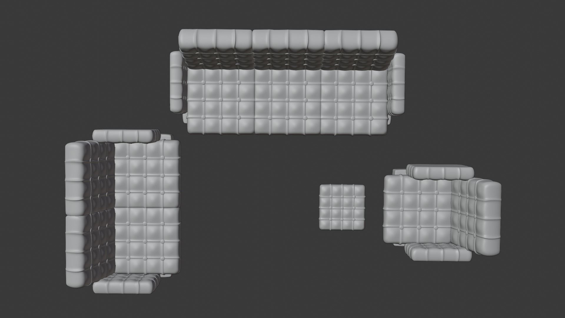 Red Leather Sofa Set 3D model_6