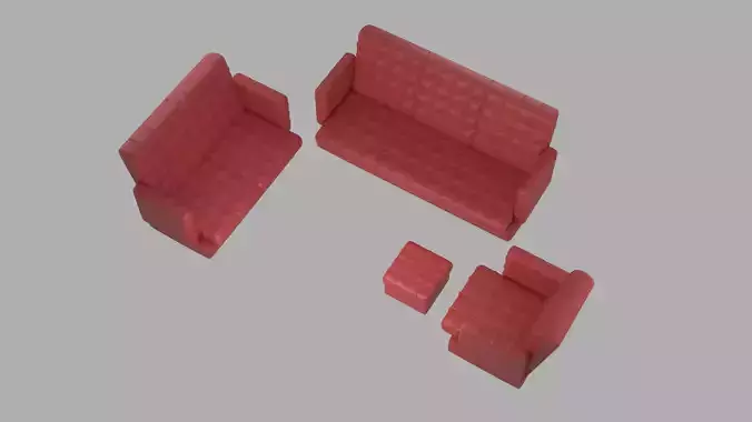 Red Leather Sofa Set