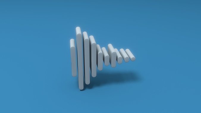 Waveform sound wave Low-poly 3D model