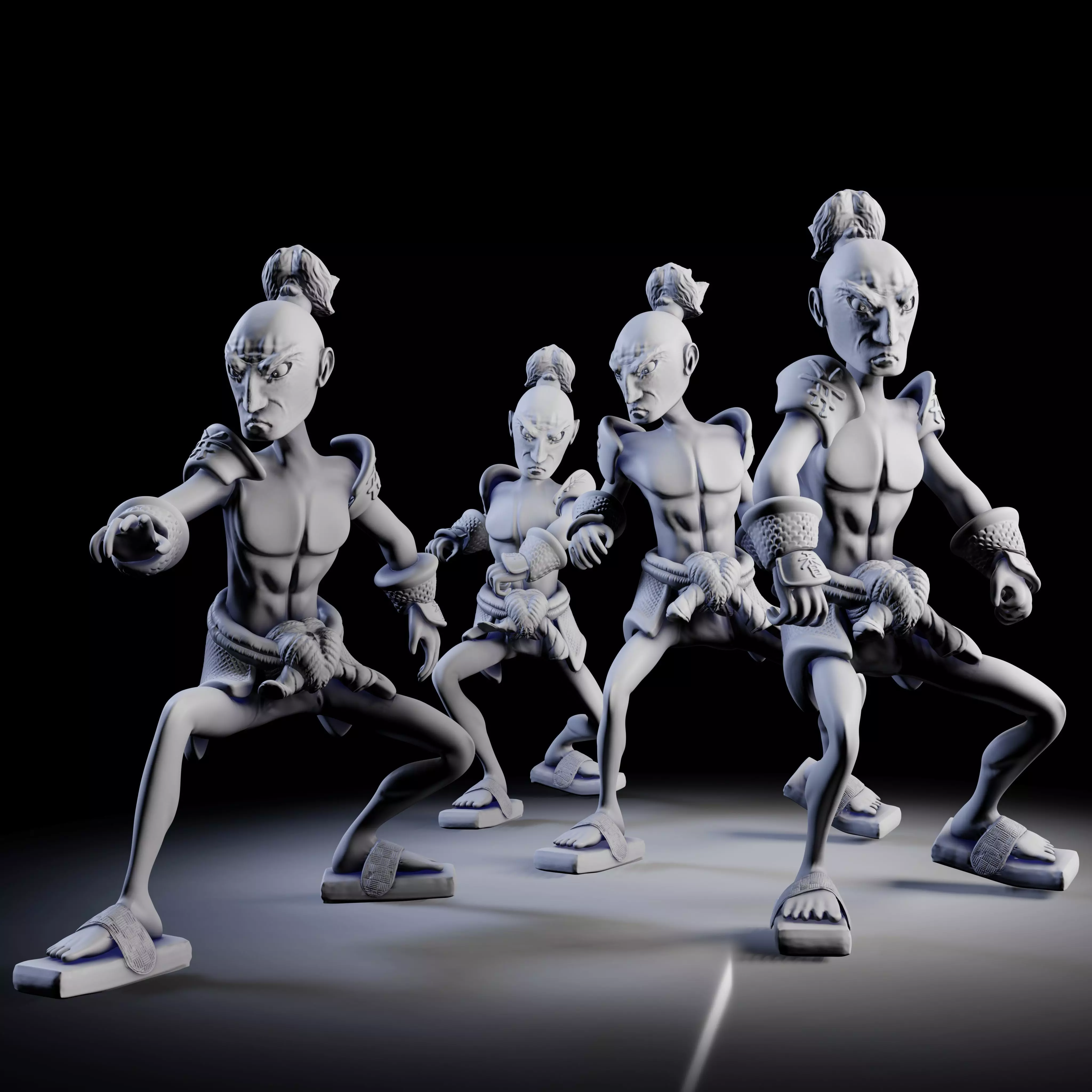 Samurai 4 poses - 3D Print Models 3D print model_0