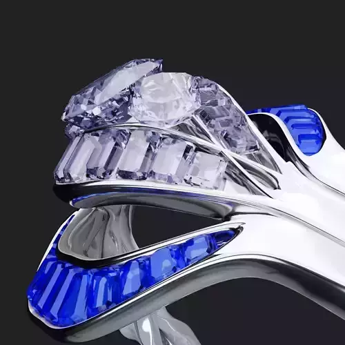 Twisted Diamond Engagement Ring Low-poly 3D model