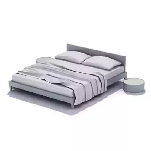 Modern Bed With Round Nightstands 3D model