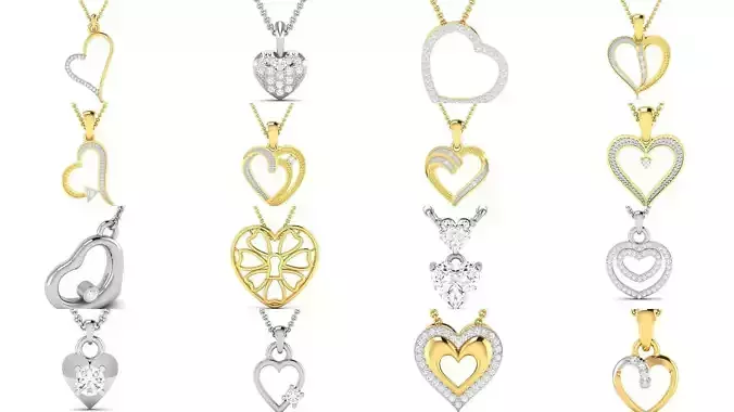 118 Women heart pendant 3dm render detail  3D Model Collection