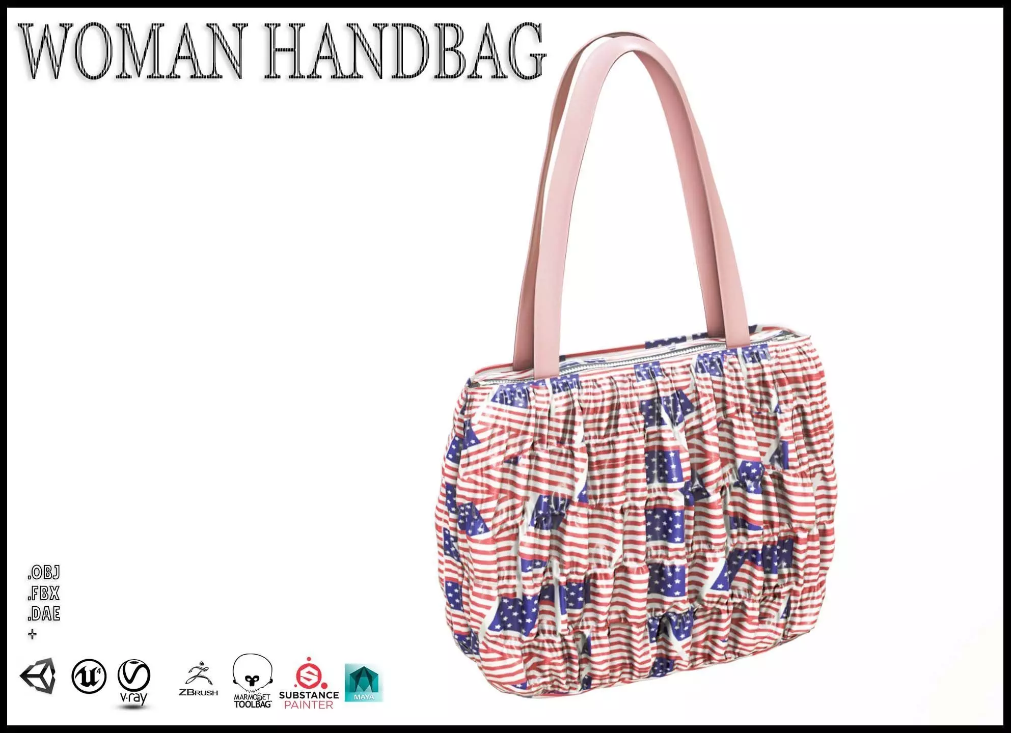 Elegant Woman Handbag Low-poly 3D model_0