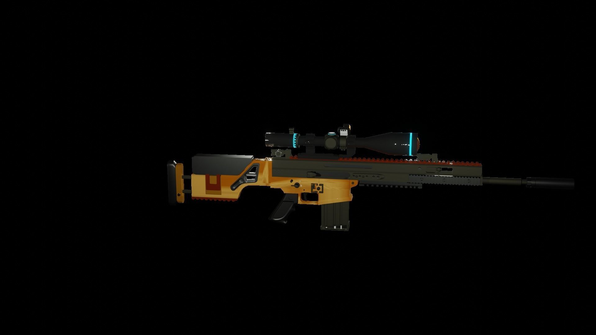 multi caliber gun Low-poly 3D model_1