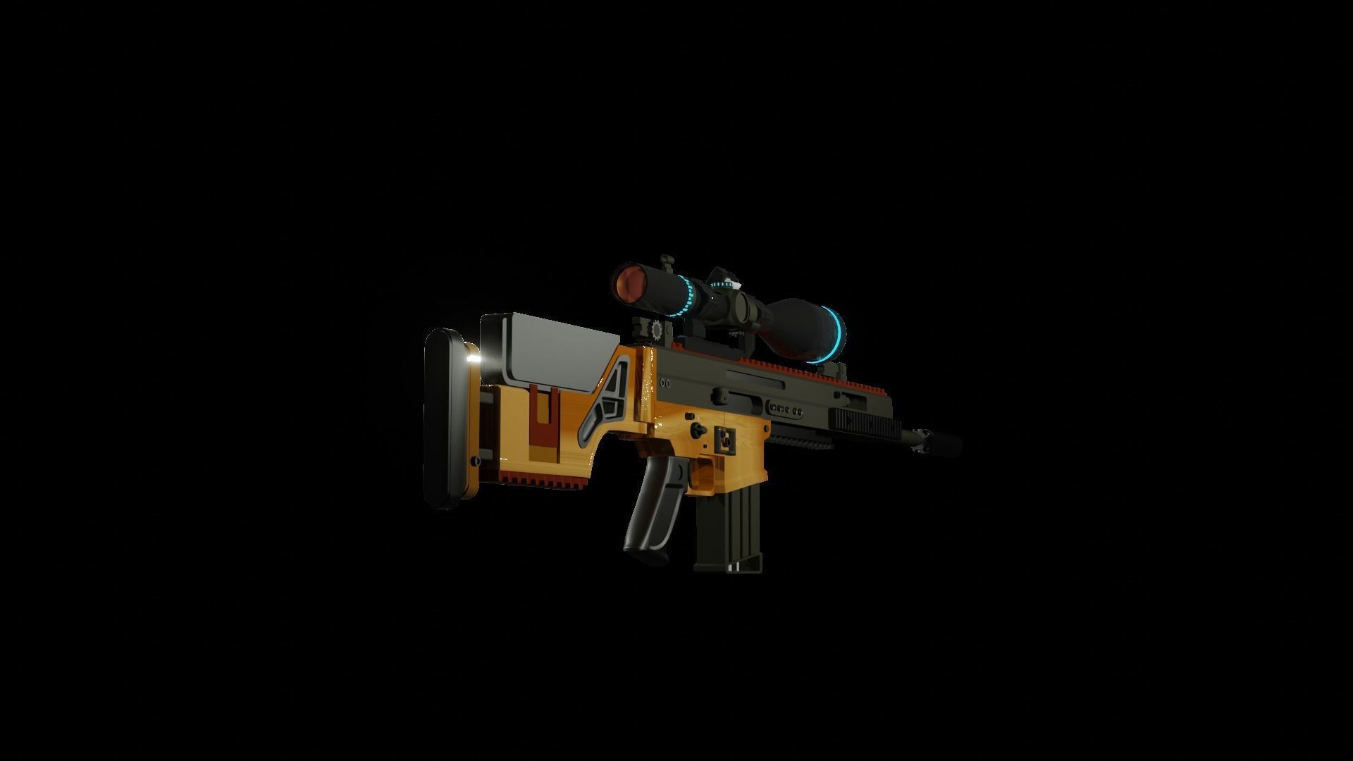 multi caliber gun Low-poly 3D model_9