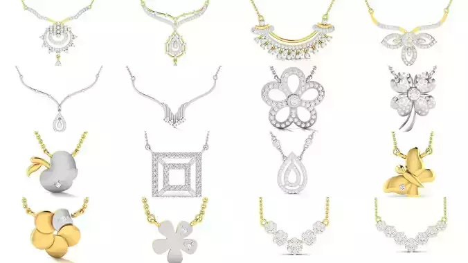 93 Women necklace 3dm render detail collection 