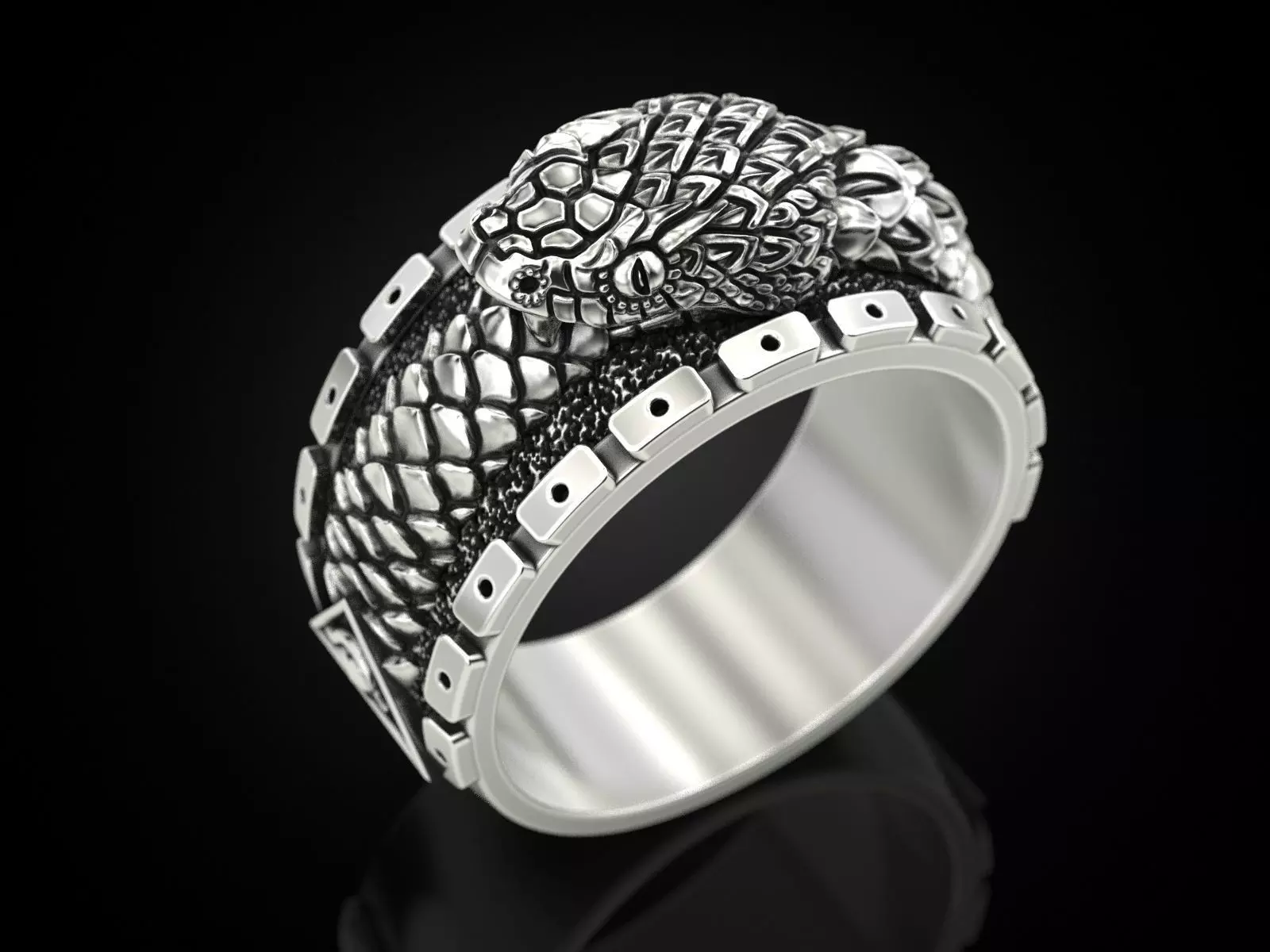 Ouroboros snake all seeing eye of masons ring 3D print model_0