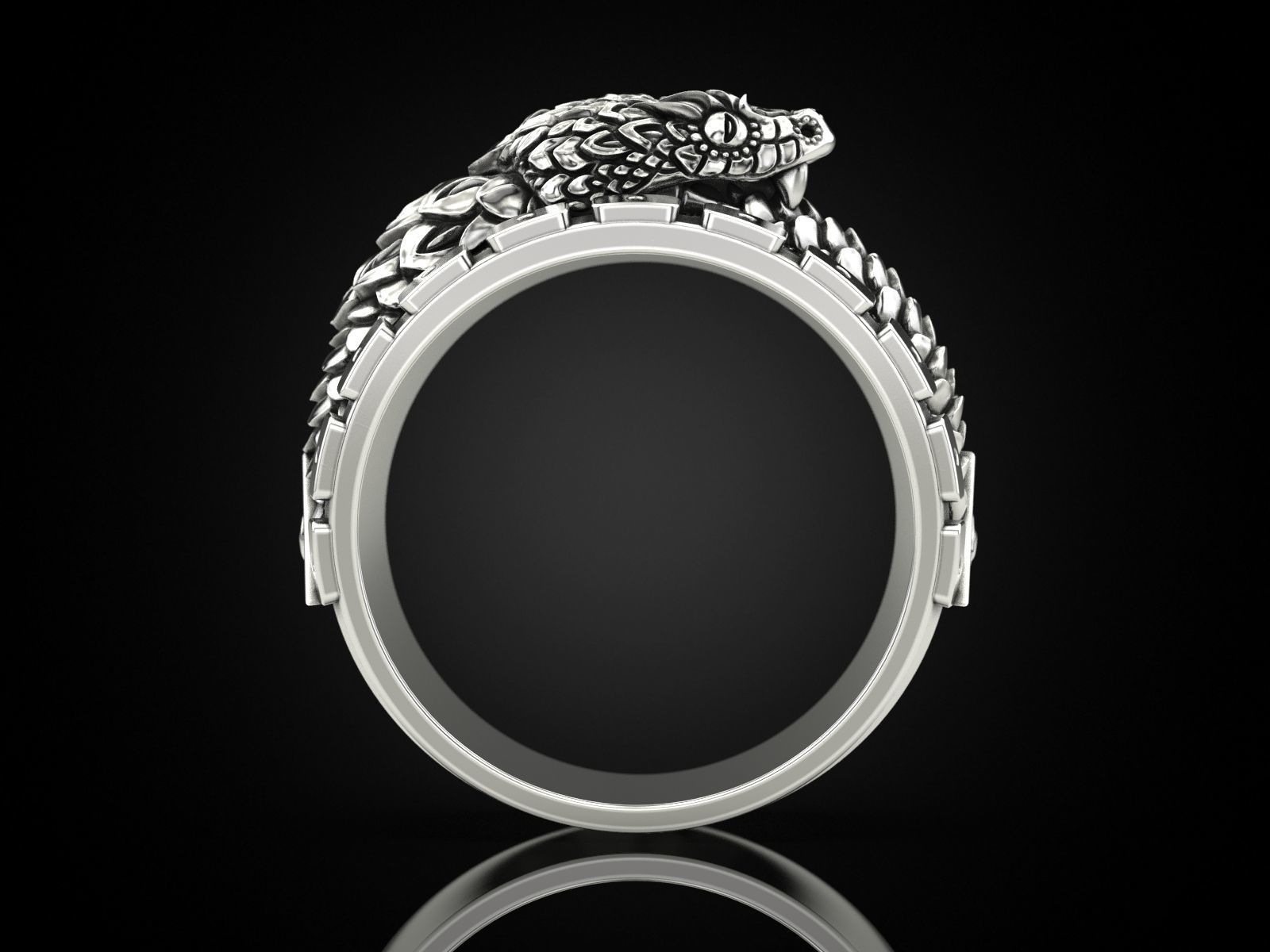 Ouroboros snake all seeing eye of masons ring 3D print model_10