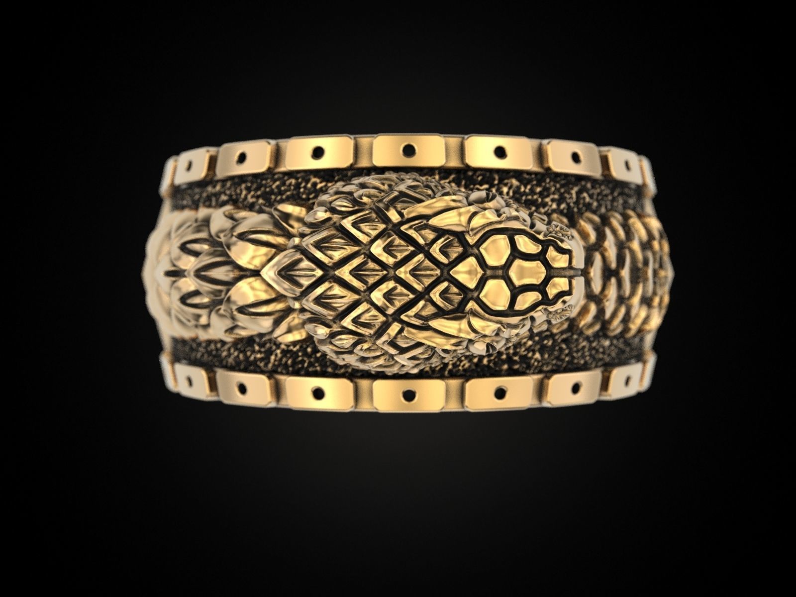 Ouroboros snake all seeing eye of masons ring 3D print model_20