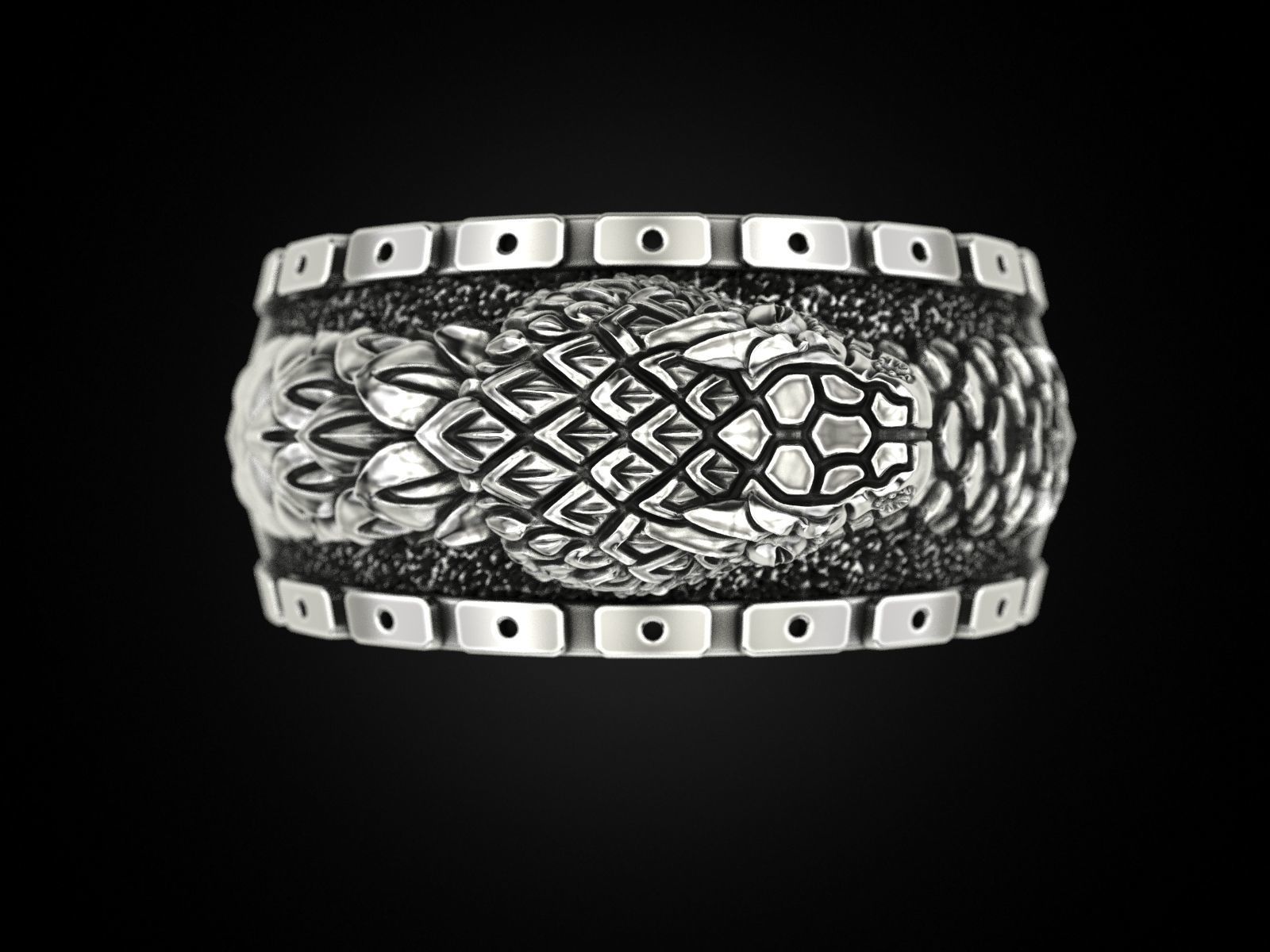 Ouroboros snake all seeing eye of masons ring 3D print model_6