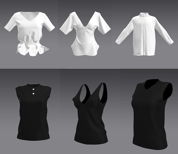 Set 6 in 1 Woman Clothing 2 Low-poly 3D model