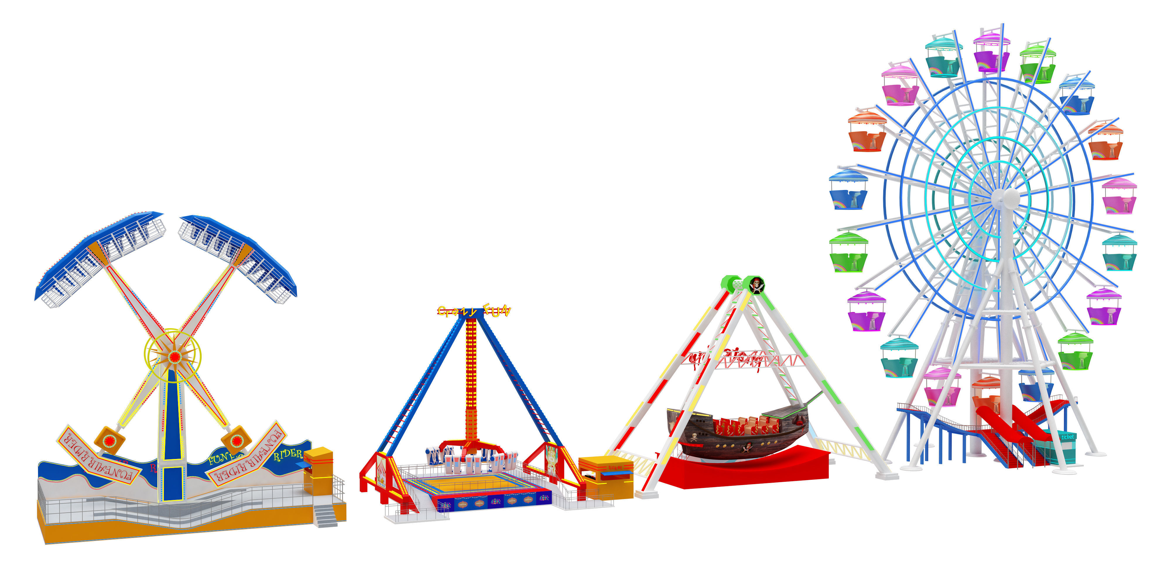Amusement Park 4 pieces 3D model_1