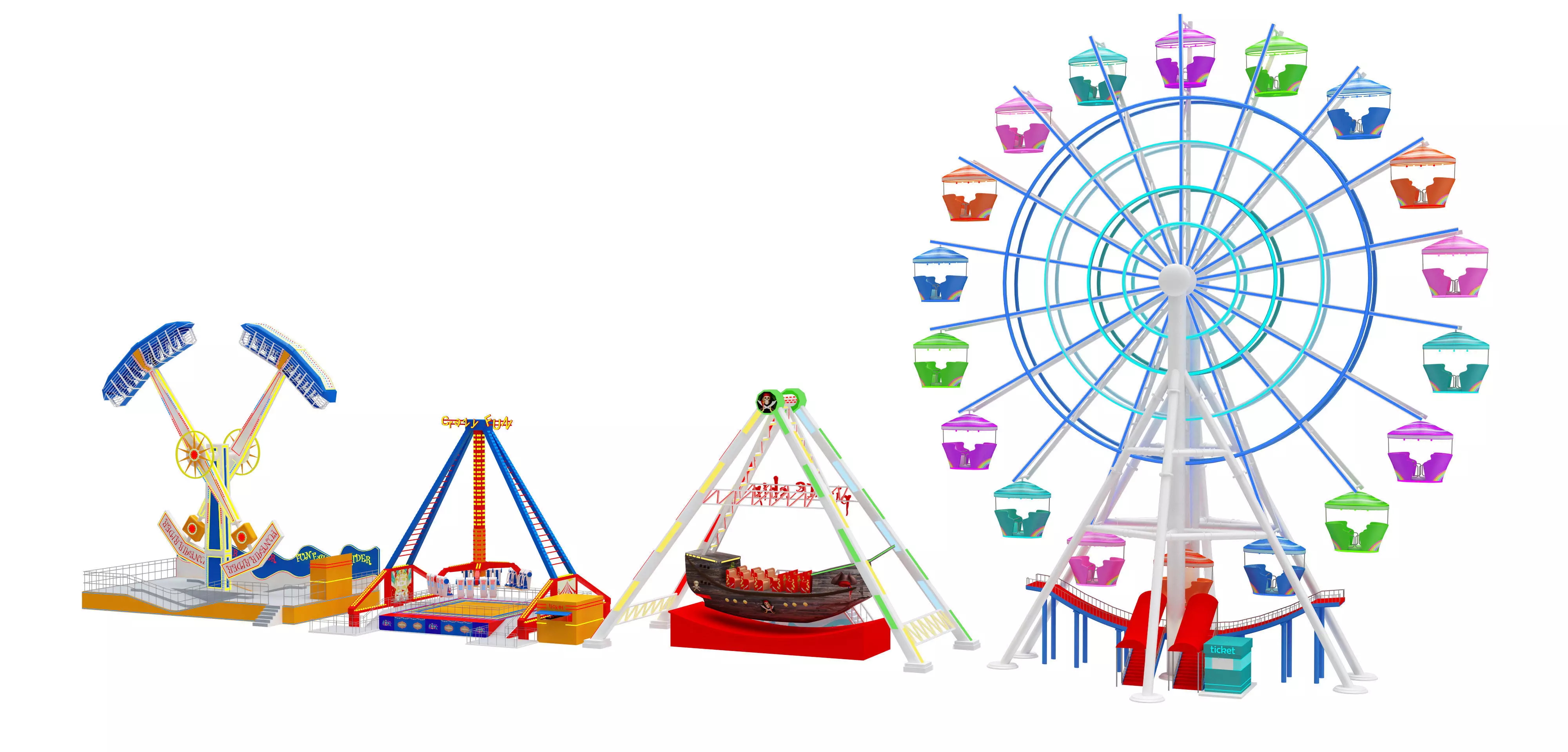 Amusement Park 4 pieces 3D model_0