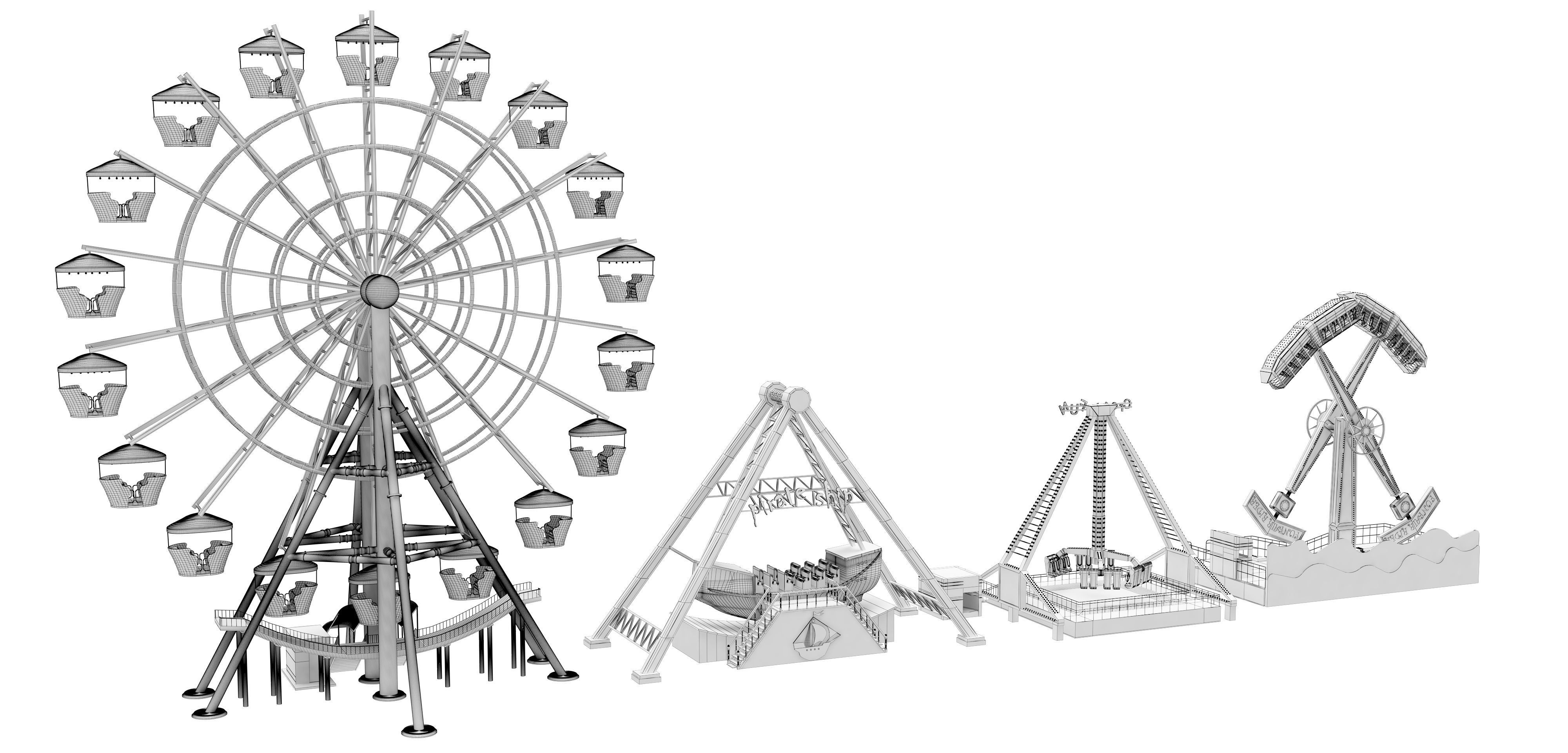 Amusement Park 4 pieces 3D model_10