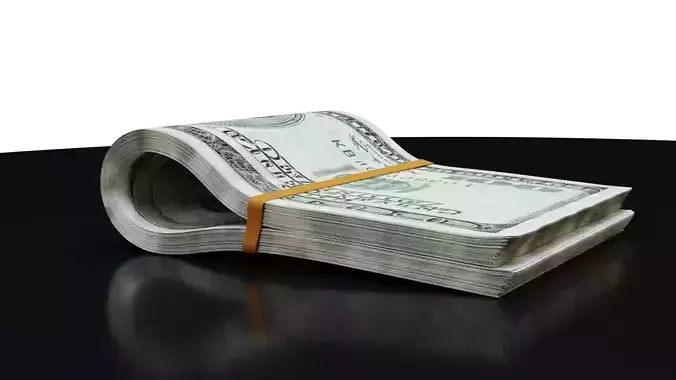 Money Roll - Stack - 100 Dollars -  Coins - 3D Model 3D model
