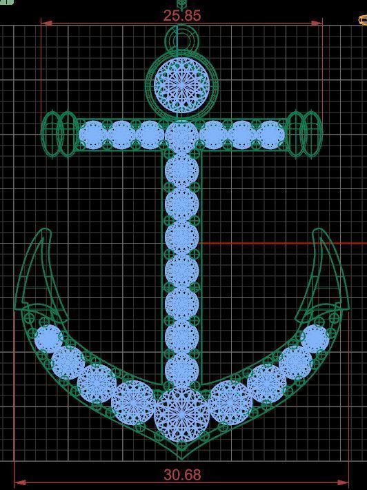 Anchor Diamond Necklace 3D print model_9