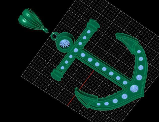 Anchor Diamond Necklace 3D print model_7