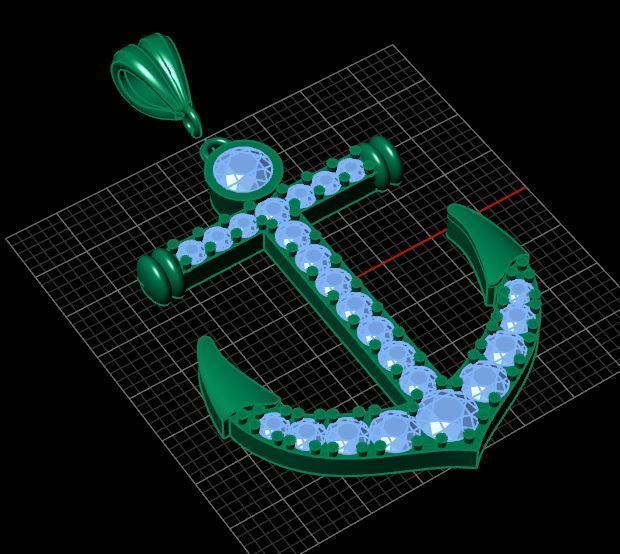 Anchor Diamond Necklace 3D print model_5
