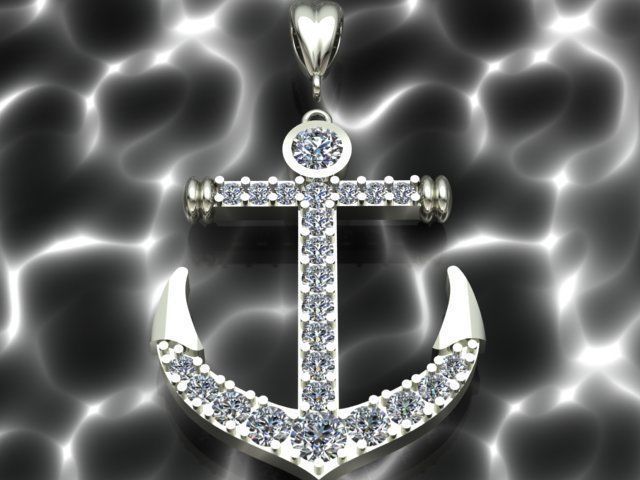 Anchor Diamond Necklace 3D print model_1