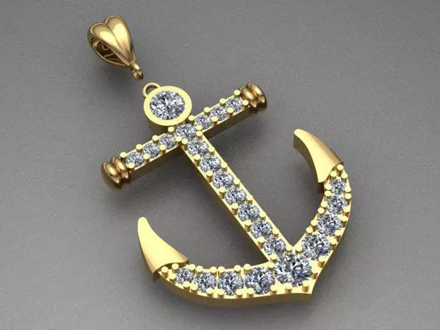 Anchor Diamond Necklace 3D print model_0