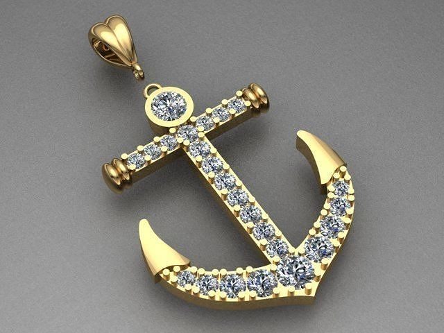 Anchor Diamond Necklace 3D print model