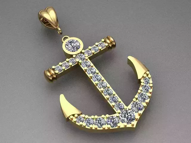 Anchor Diamond Necklace 3D print model