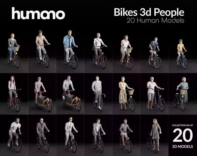 Humano 20-Collection 07 -  BIKES PEOPLE - 20x 3D models  3D model