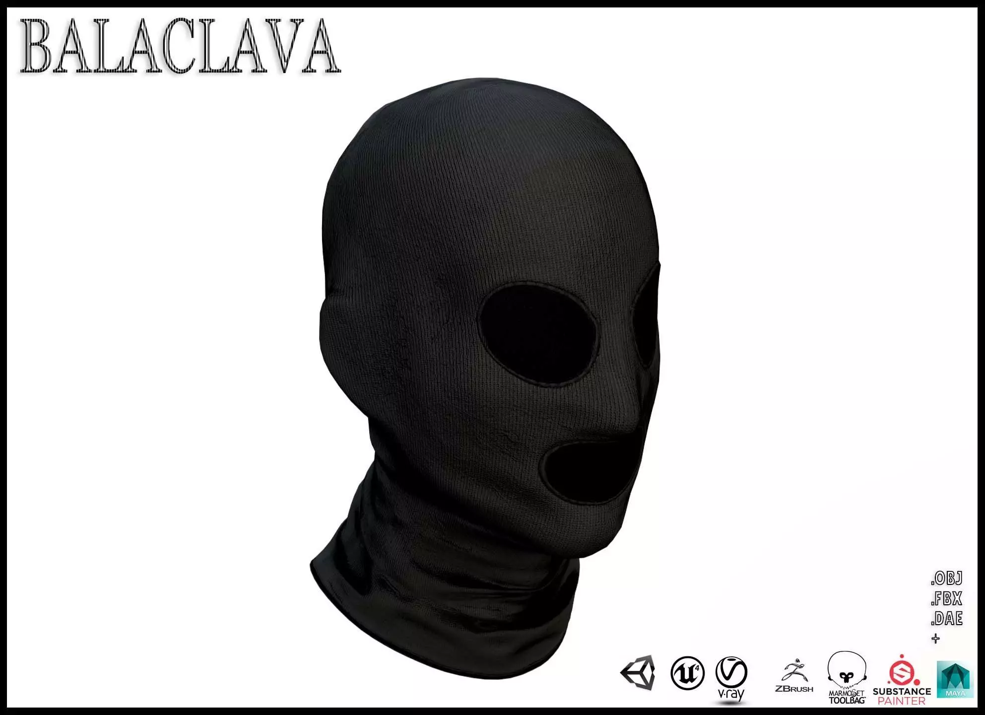 Balaclava mask Low-poly 3D model_0