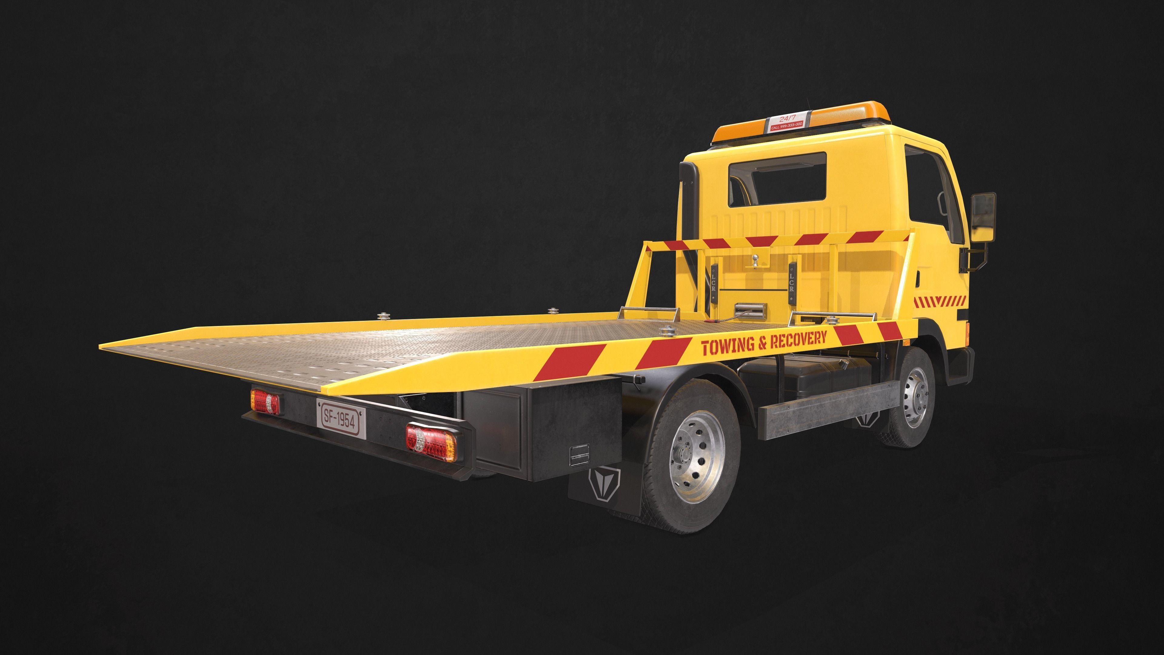 Light Truck Tow Low-poly 3D model_10