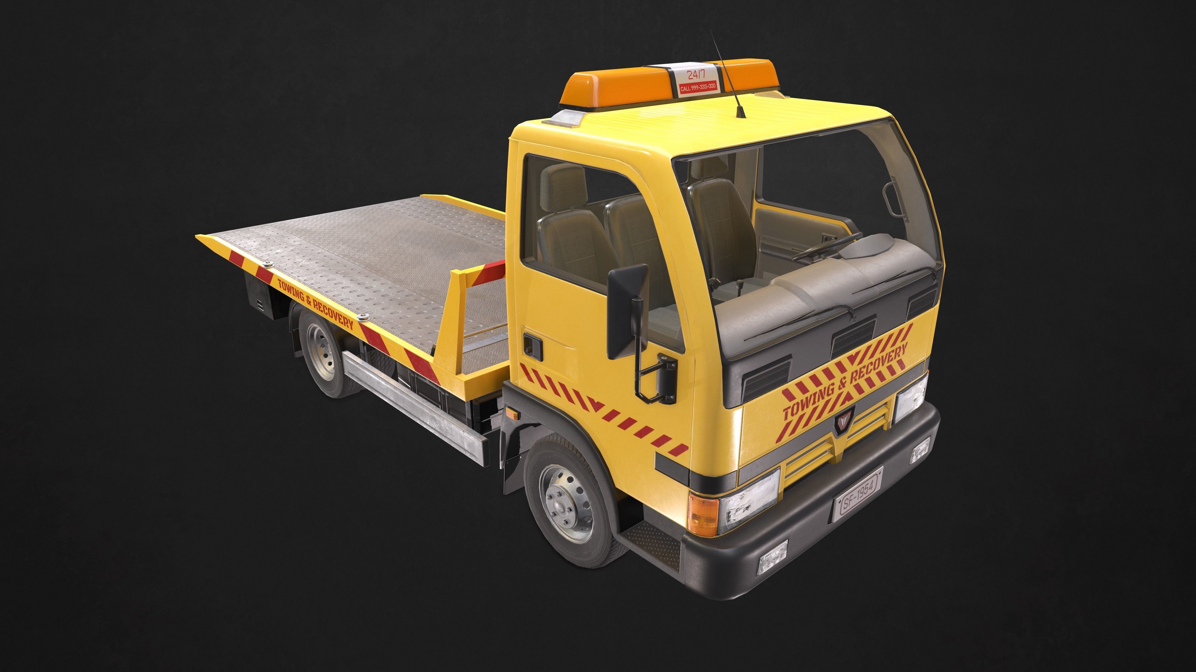 Light Truck Tow Low-poly 3D model_11