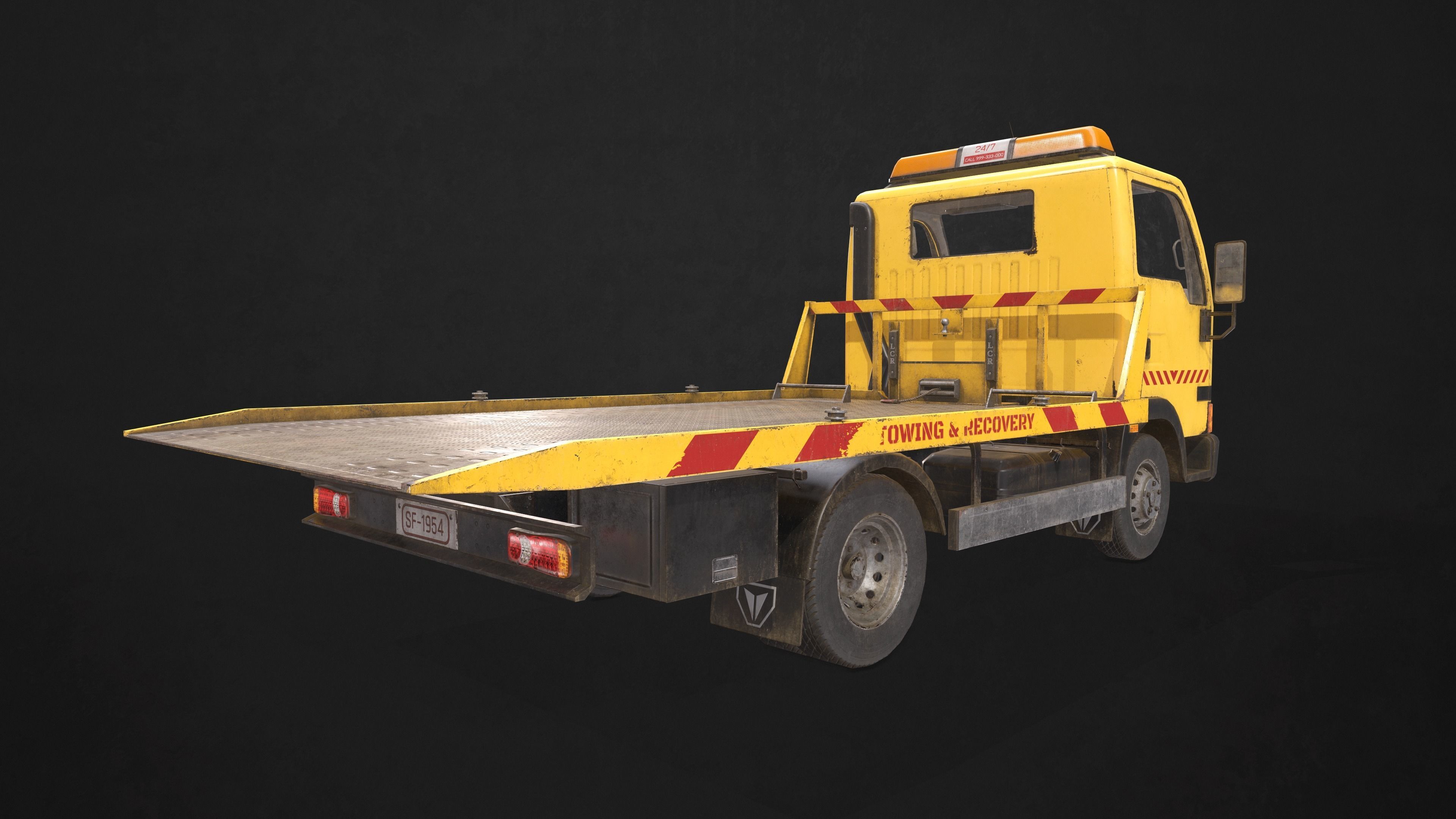 Light Truck Tow Low-poly 3D model_3