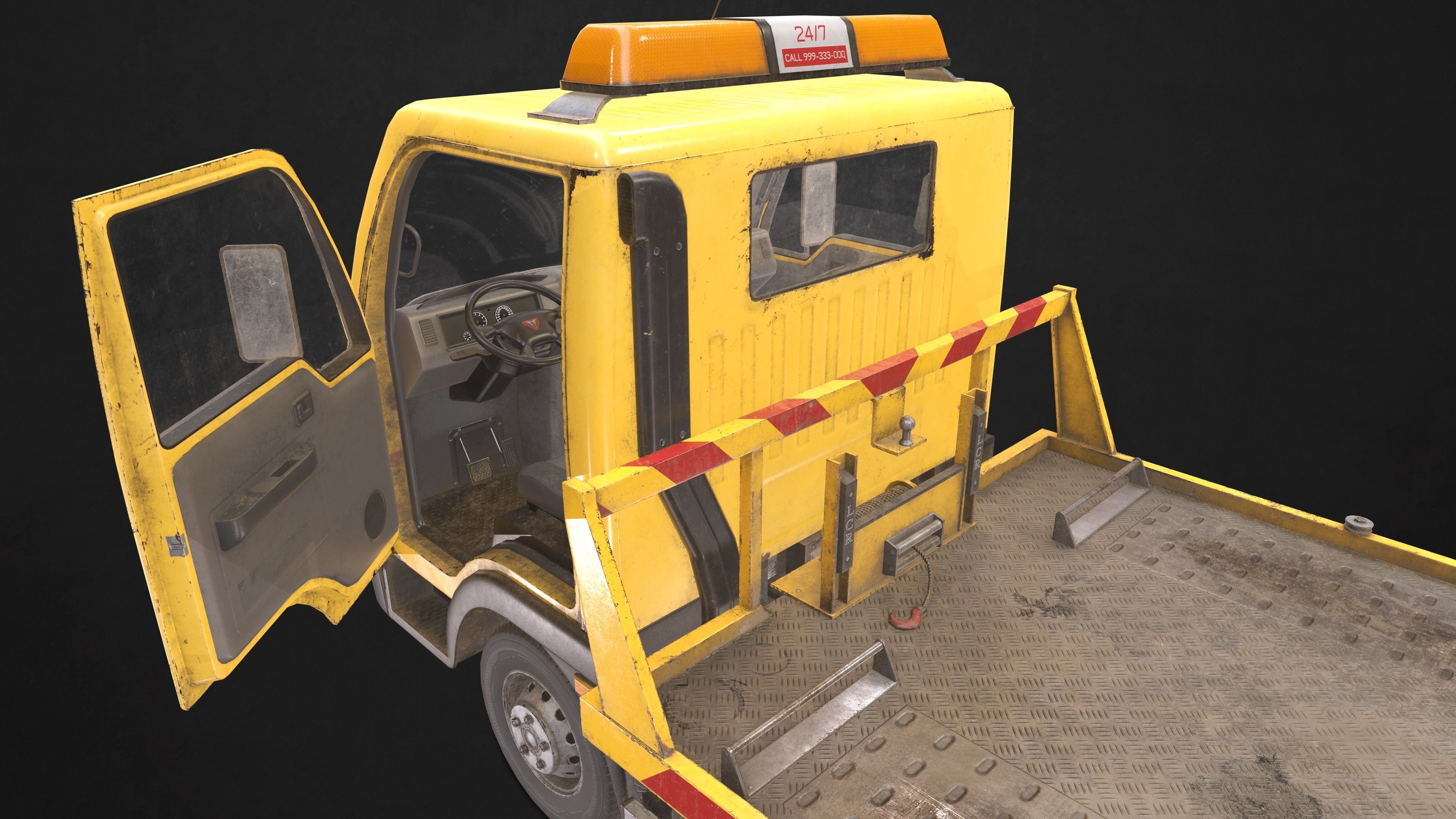 Light Truck Tow Low-poly 3D model_6