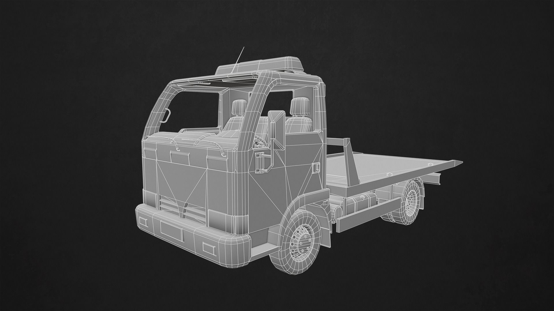 Light Truck Tow Low-poly 3D model_12