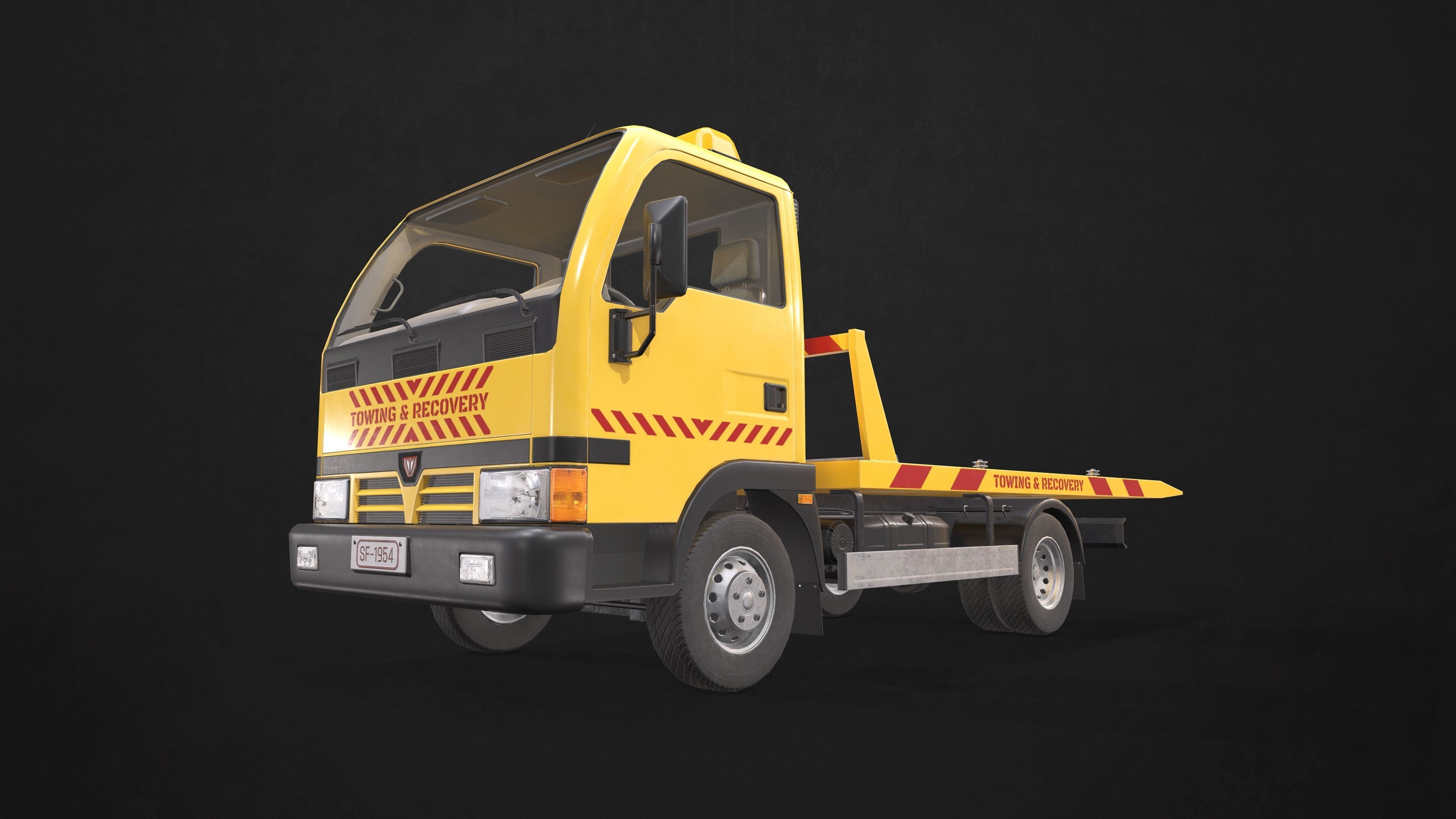 Light Truck Tow Low-poly 3D model_8