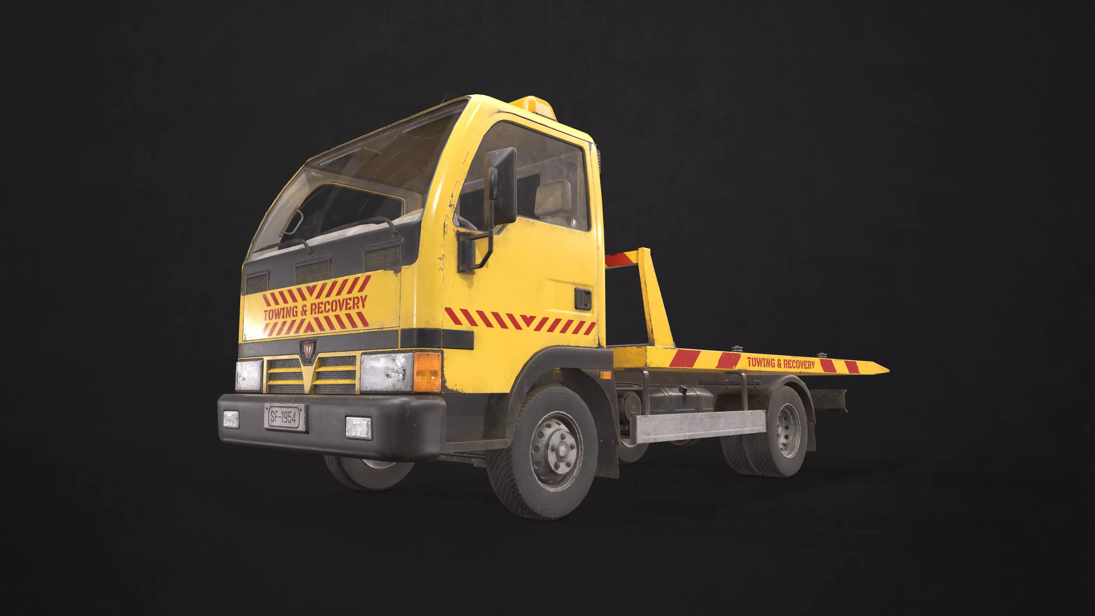 Light Truck Tow Low-poly 3D model_0
