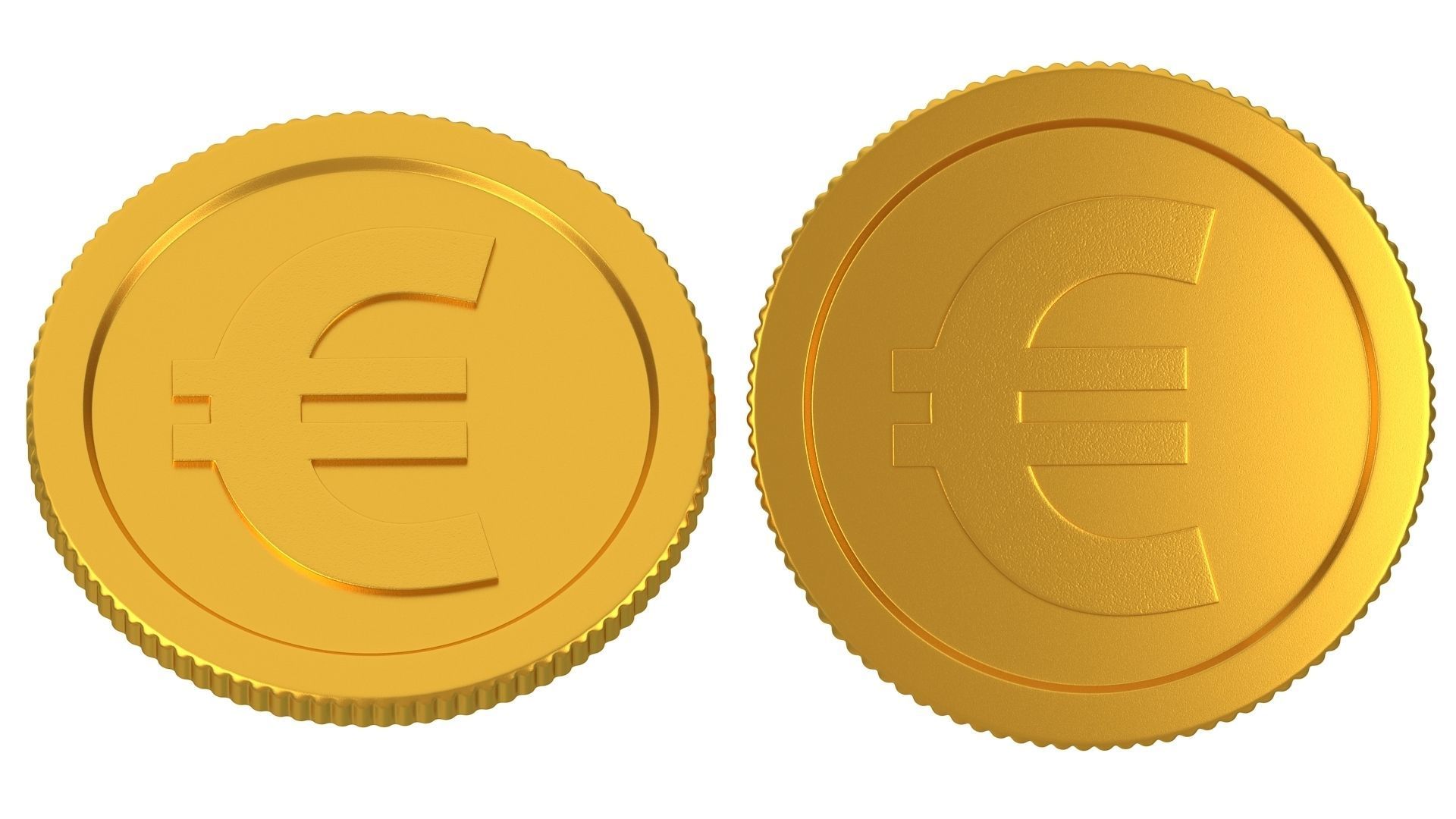 Euro Gold Coin 01 3D model_4