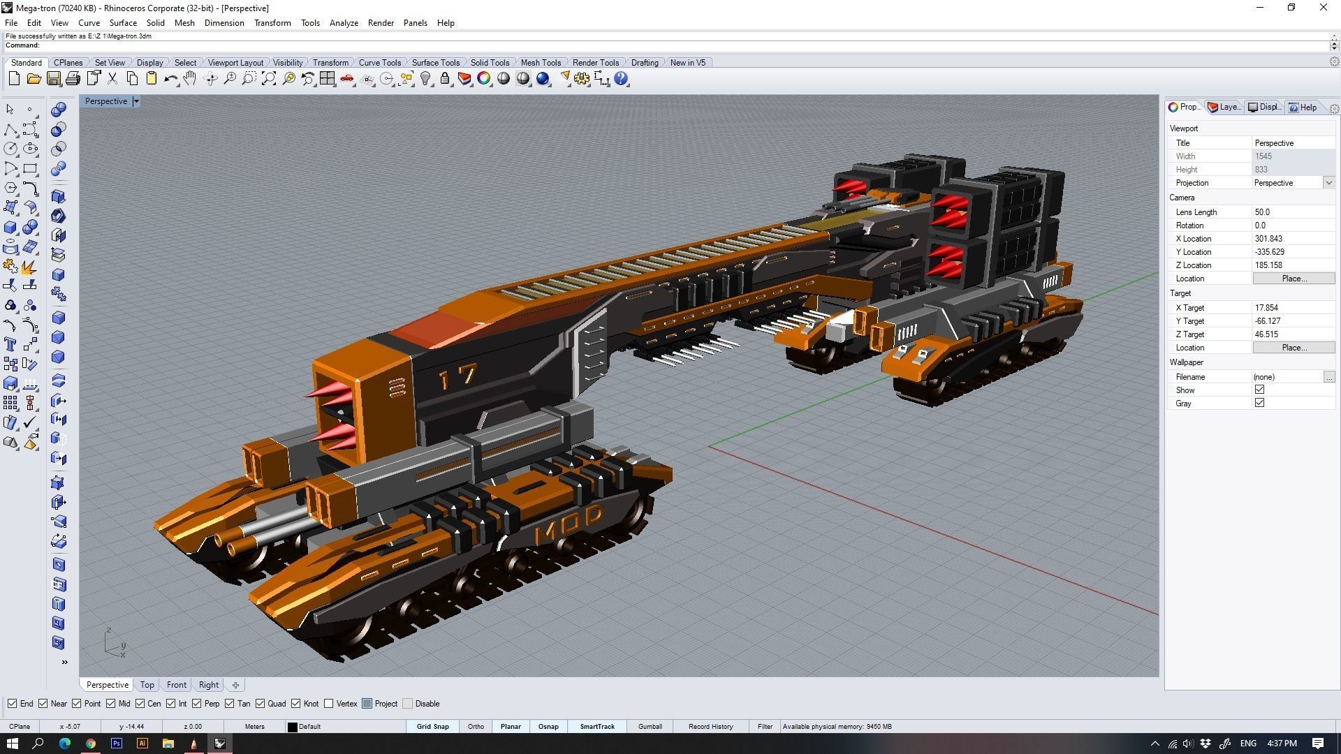 MEGA Tron Long Heavy Tank Model 3D model_1