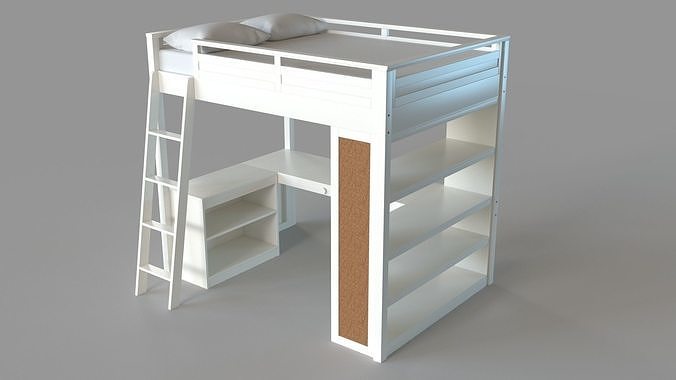 Sleep Study Loft Bed 3D model
