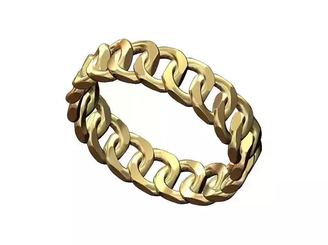 Thin square facets cuban link eternity band size 5to11