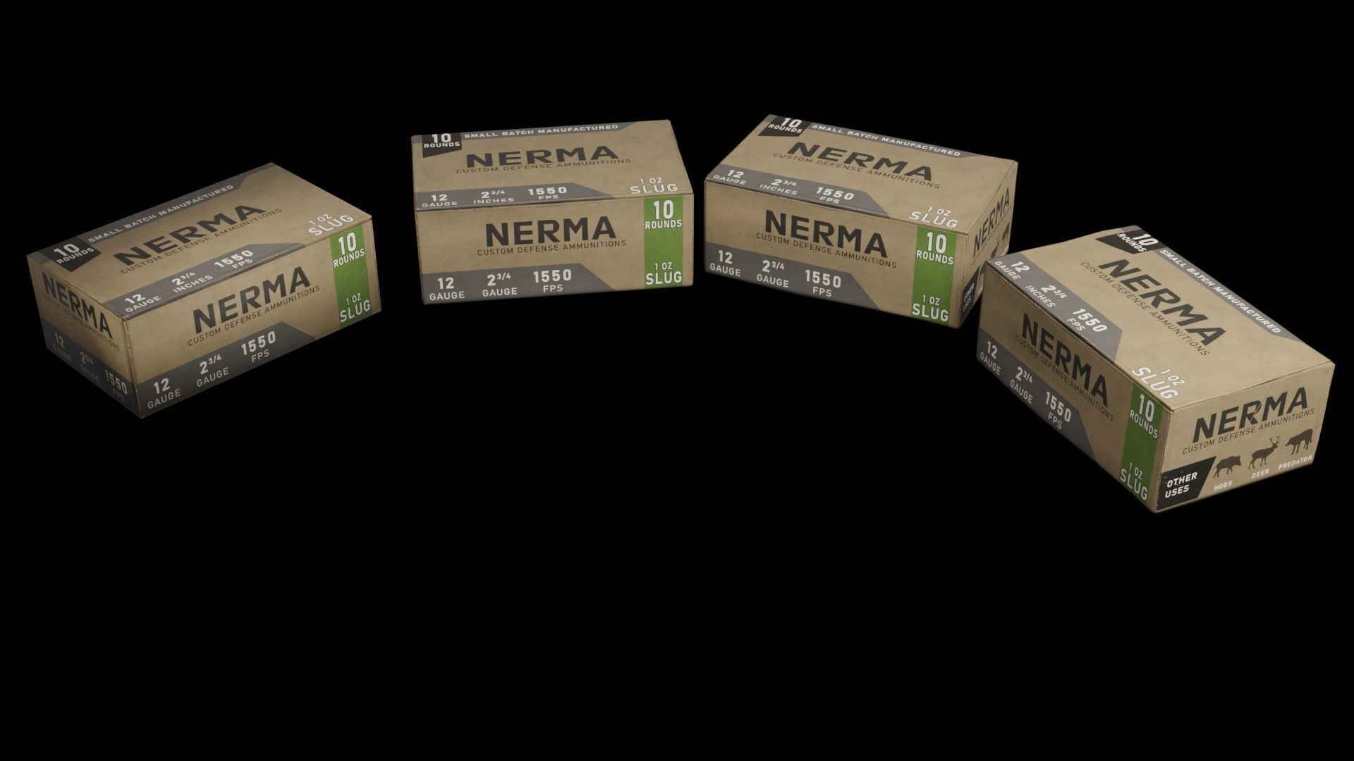 Shotgun Shells 12-70 with boxes Low-poly 3D model_4