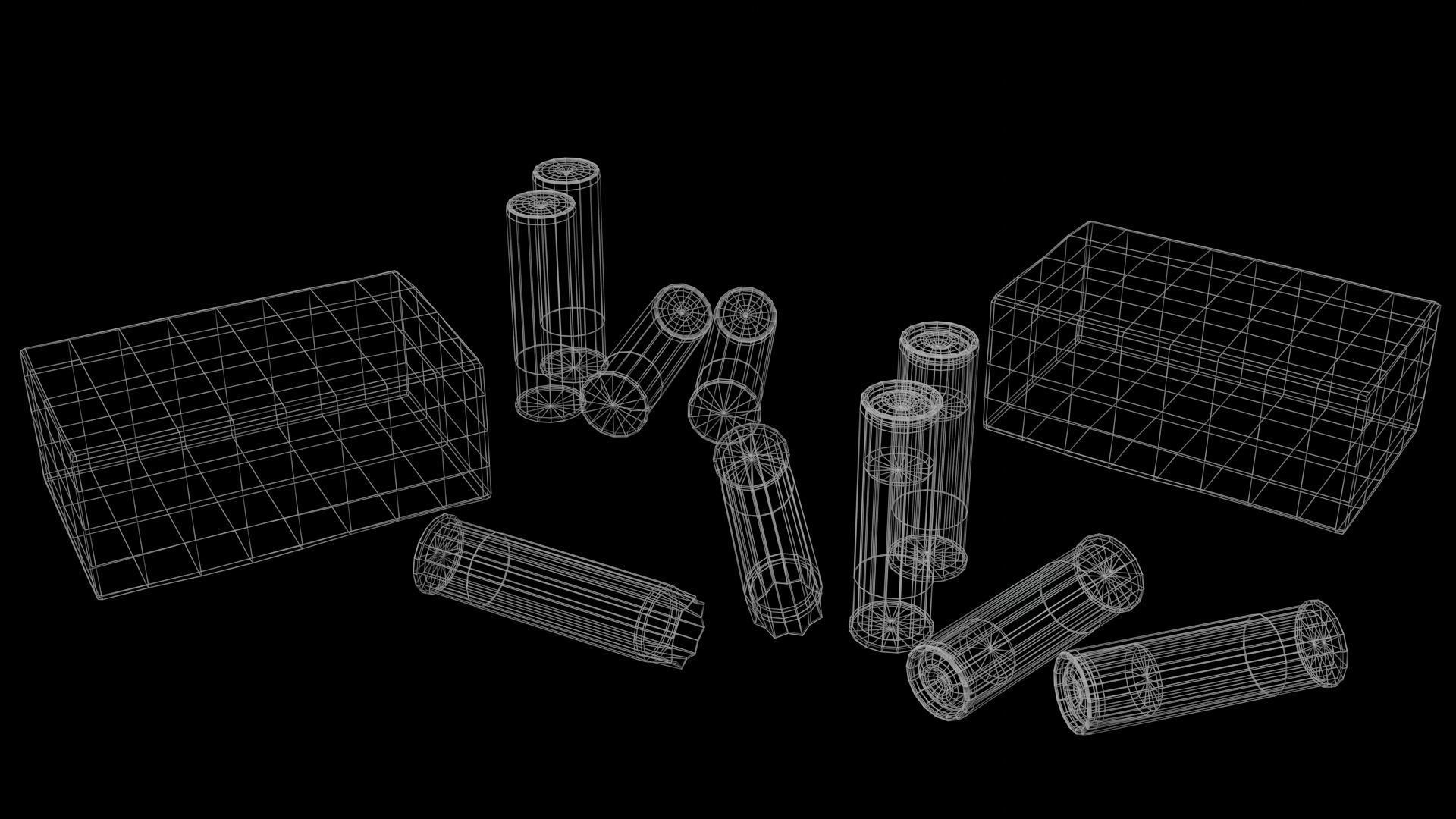 Shotgun Shells 12-70 with boxes Low-poly 3D model_2