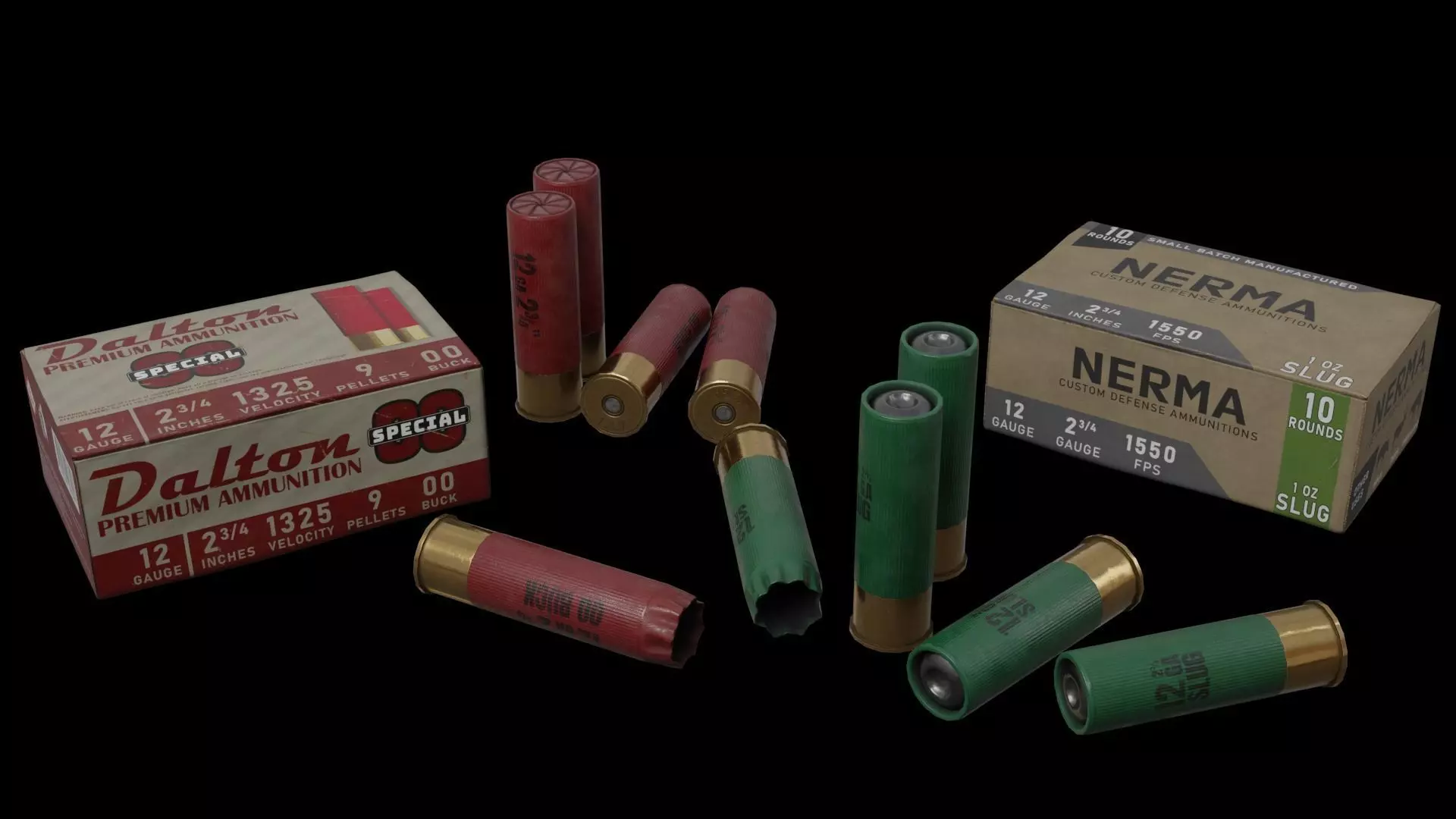 Shotgun Shells 12-70 with boxes Low-poly 3D model_0