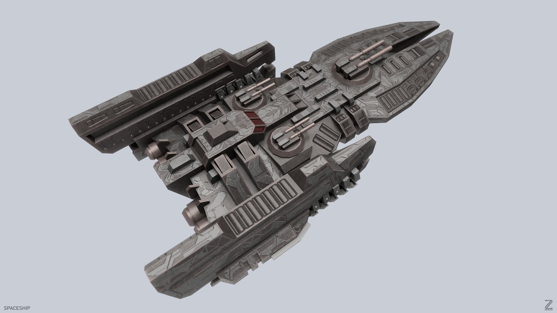 Spaceship Low-poly 3D model_4