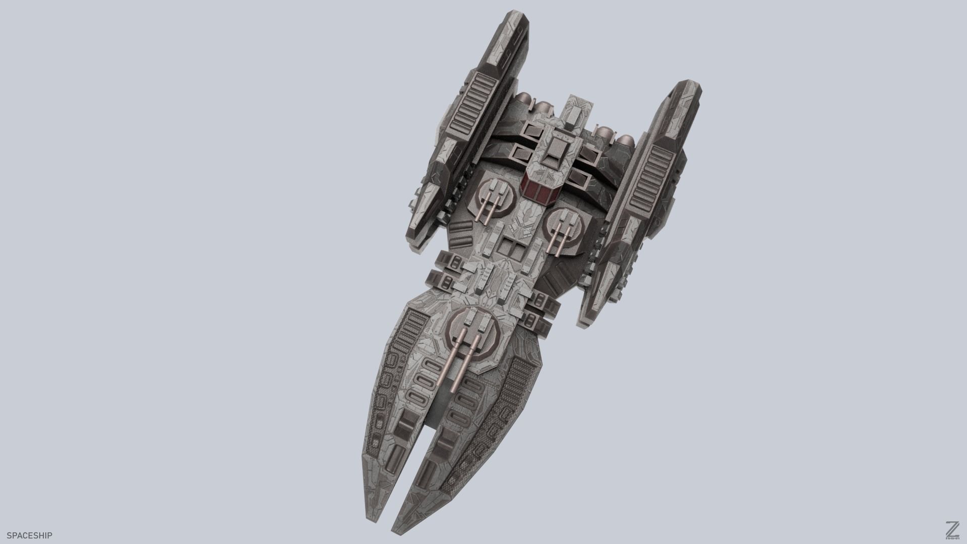 Spaceship Low-poly 3D model_7