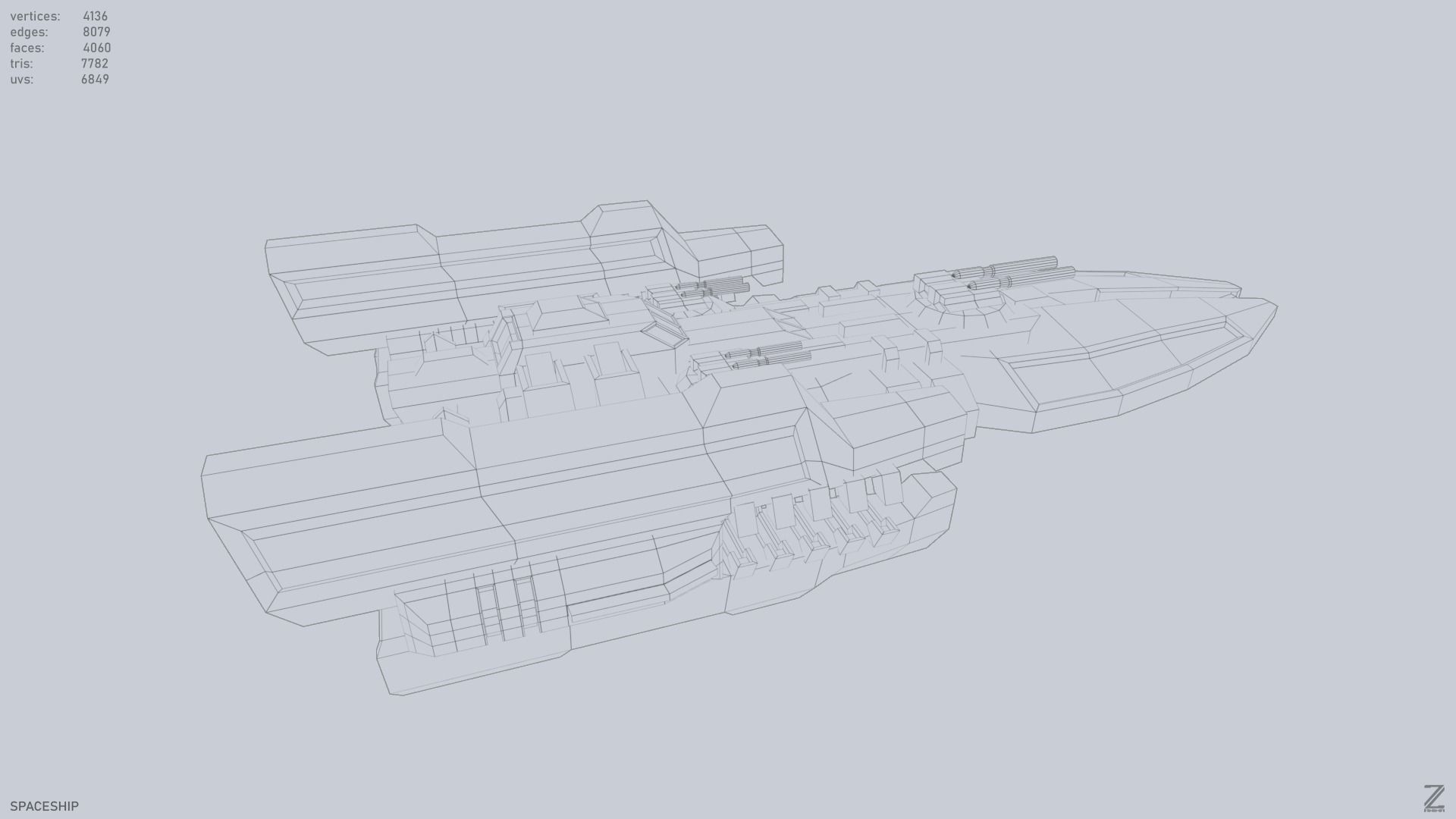 Spaceship Low-poly 3D model_12