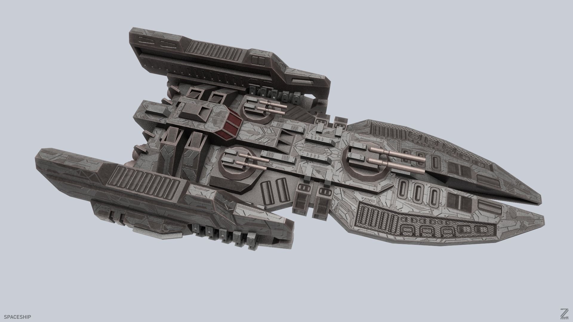 Spaceship Low-poly 3D model_5