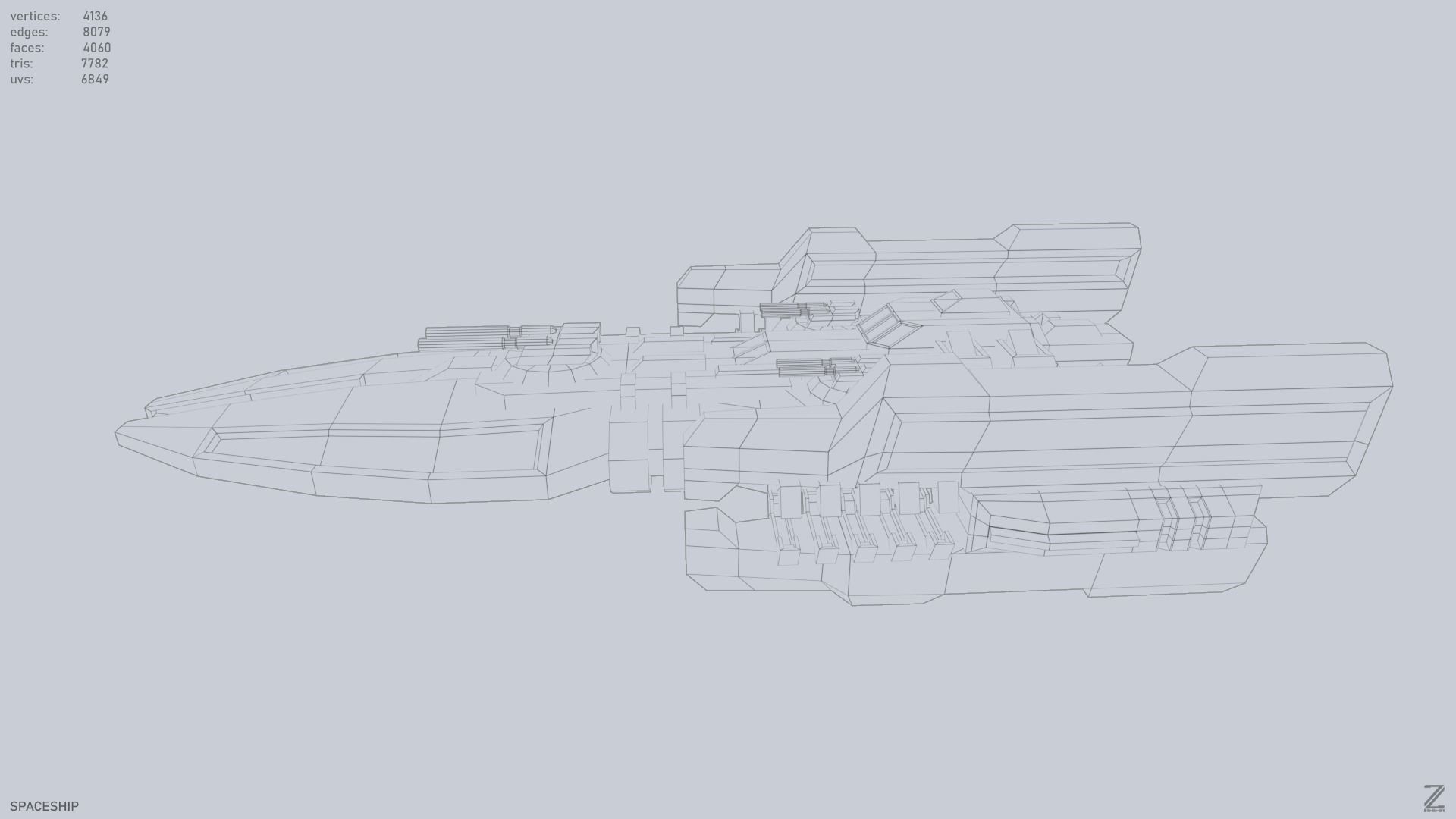 Spaceship Low-poly 3D model_9