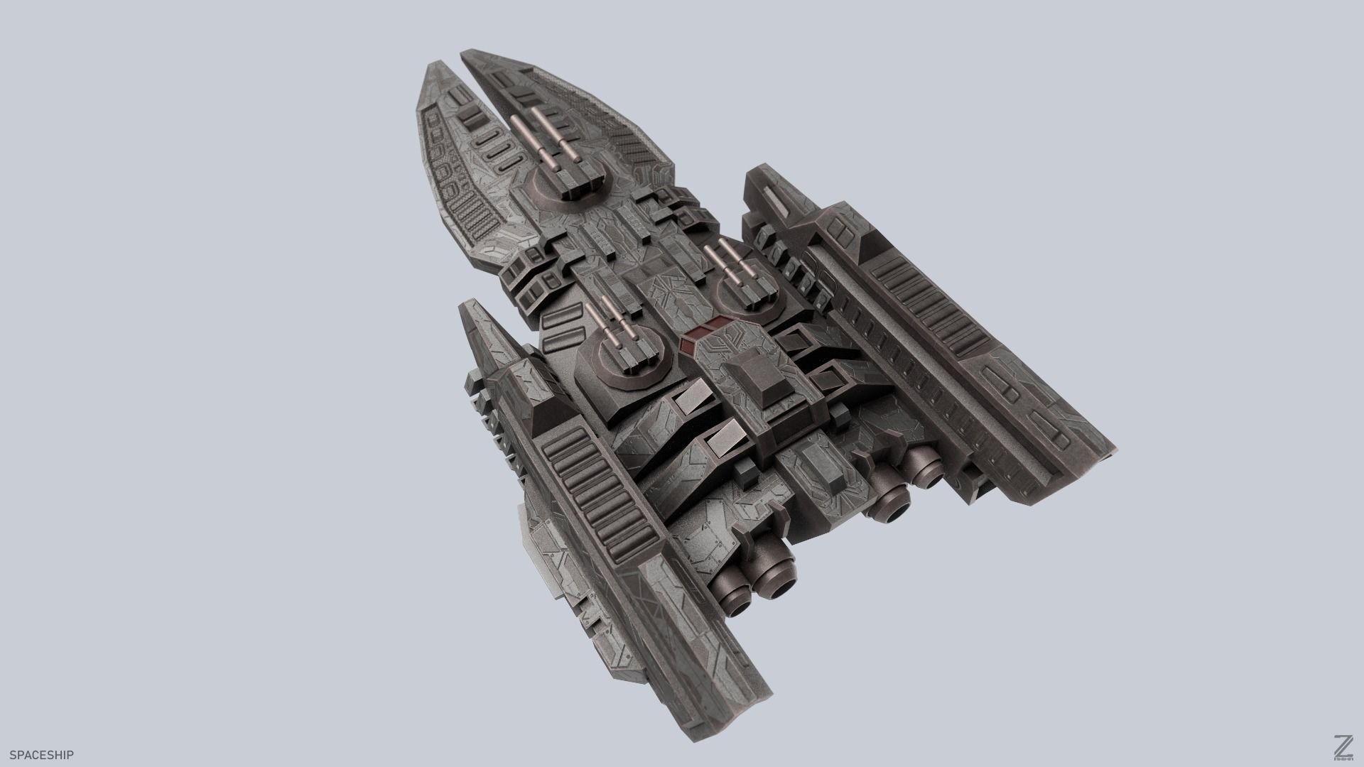 Spaceship Low-poly 3D model_3