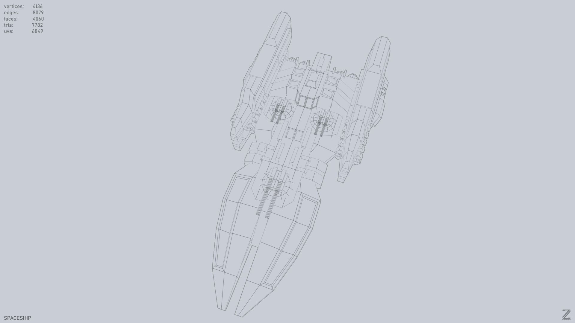 Spaceship Low-poly 3D model_14